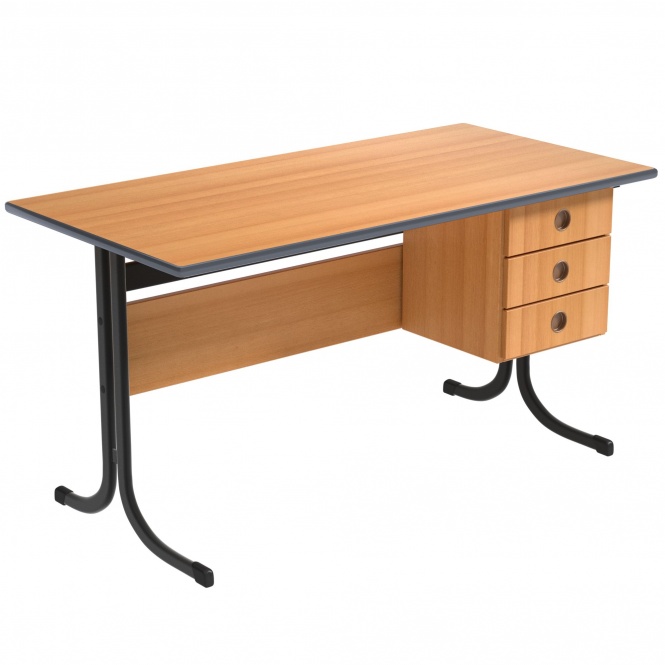 Lehrertisch, 130x65 cm (B/T), 76 cm hoch, Platte: Melamin, PU-Kante,